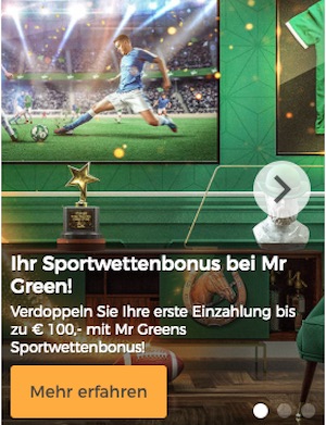 Mr. Green 100% Neukundenbonus bis 100 Euro