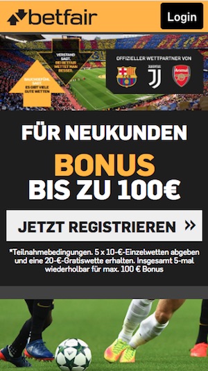 Betfair Neukundenbonus bis 100 Euro