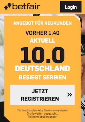 betfair boost deutschland - serbien, 20.03.19
