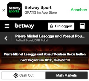 betway erhöhte quote dfb pokal viertelfinale 02.04.19