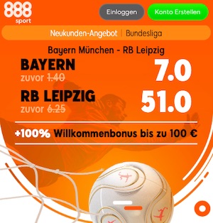888sport Neukunden Promo Bayern vs. Leipzig
