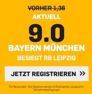 Betfair Traumquote Bayern besiegt Leipzig