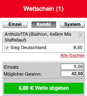 Tipico Biathlon WM Deutschland Wette